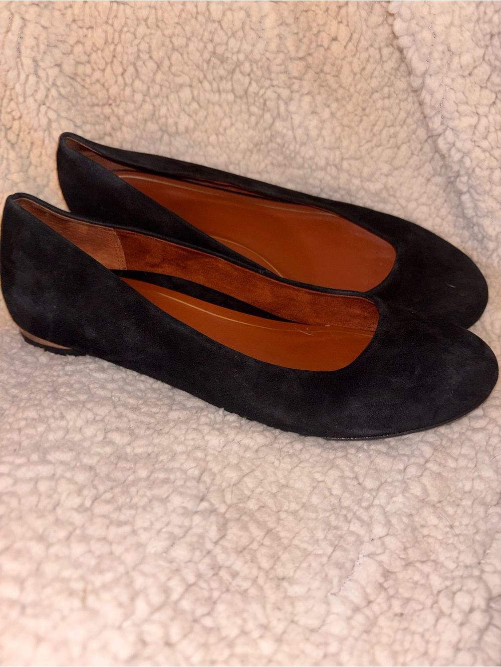 Vionic Hannah Black Suede Ballet Flats Metallic Heel Comfort Shoes US size 8